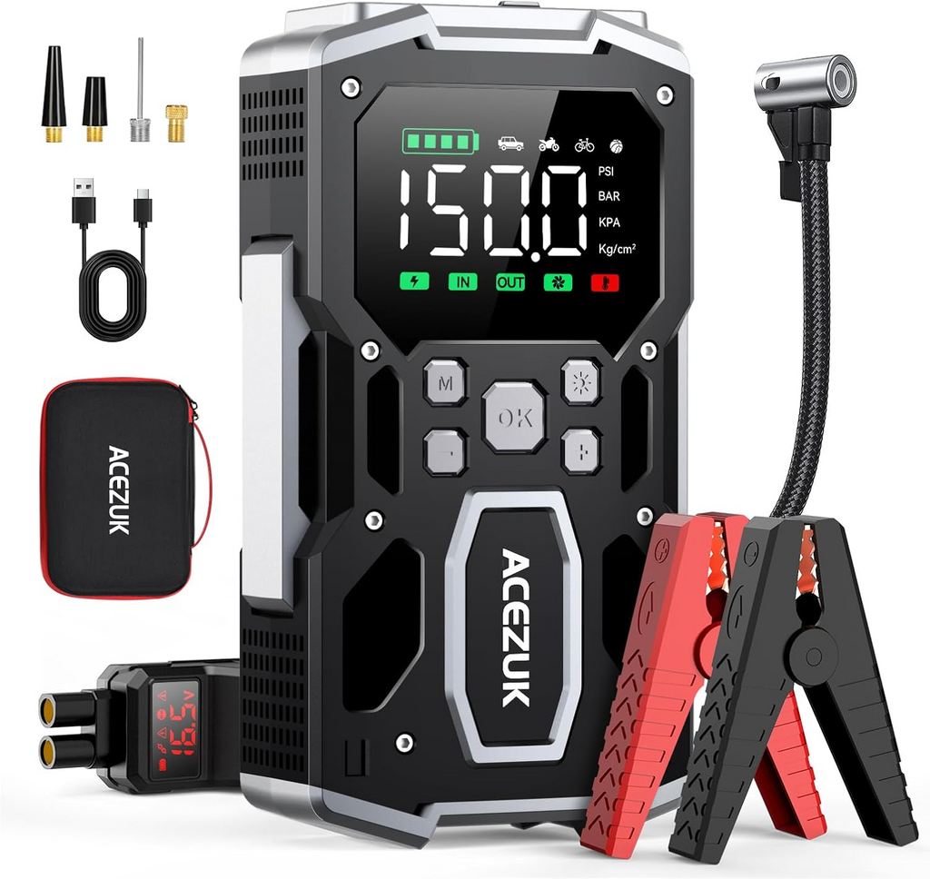 Sun Harbour | 1200A Jump Starter | Emergency Light | Air Compressor | Power Bank | 4-in-1 Kit - Sun Harbour Energy M03