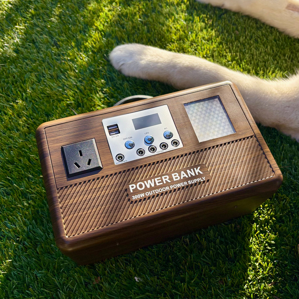 Sun Harbour | 300W LiFePO4 Portable Power Station | Wood Grain & Black Options | Lightweight Power Bank - Sun Harbour Energy GF-E300