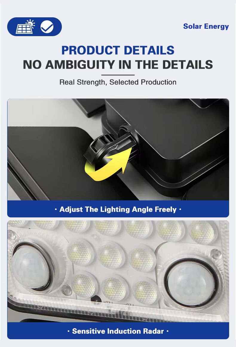 Sun Harbour | Solar Garden Wall Light | Waterproof 100W LED | Outdoor Solar Front Door Light | 3 Head Adjustable Flood Light | Sun Harbour Energy BD100