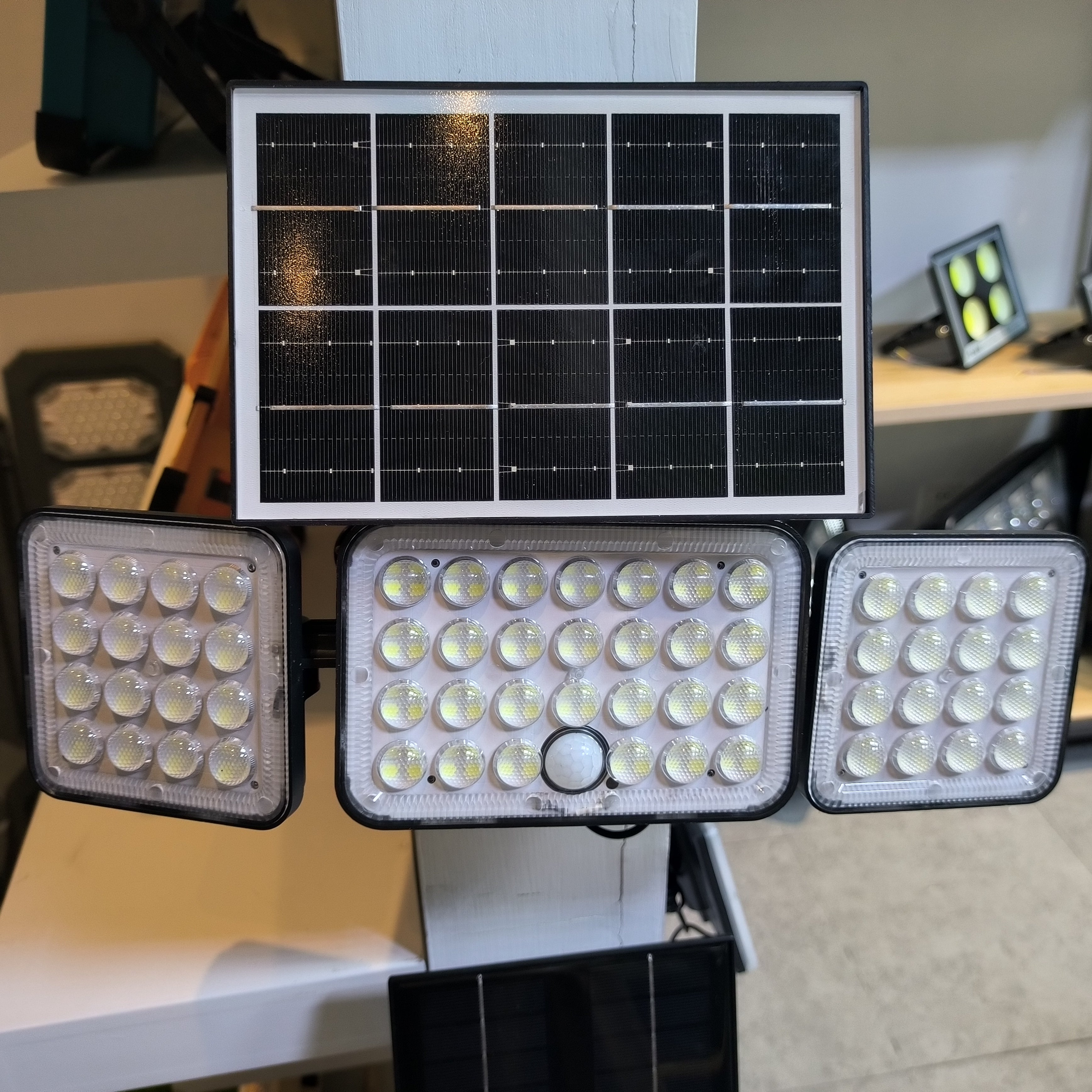 Sun Harbour | Solar Garden Wall Light | Waterproof 100W LED | Outdoor Solar Front Door Light | 3 Head Adjustable Flood Light | Sun Harbour Energy BD100