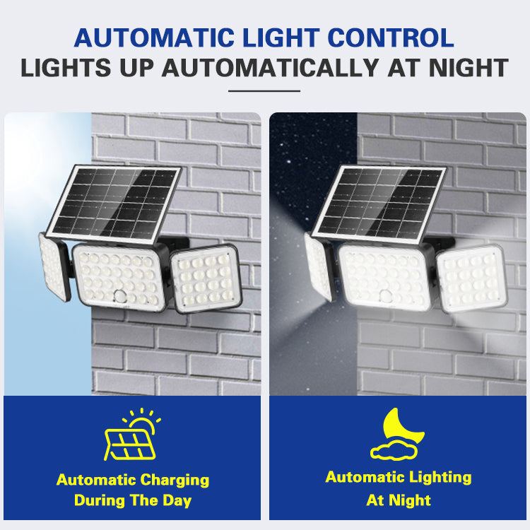 Sun Harbour | Solar Garden Wall Light | Waterproof 100W LED | Outdoor Solar Front Door Light | 3 Head Adjustable Flood Light | Sun Harbour Energy BD100