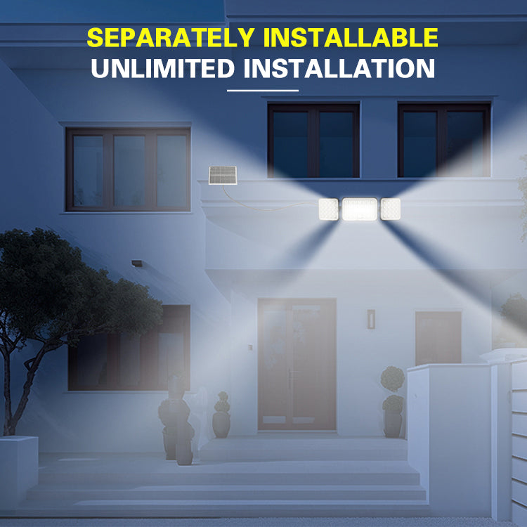 Sun Harbour | Solar Garden Wall Light | Waterproof 100W LED | Outdoor Solar Front Door Light | 3 Head Adjustable Flood Light | Sun Harbour Energy BD100