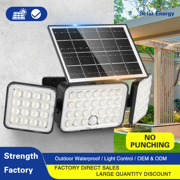Sun Harbour | Solar Garden Wall Light | Waterproof 100W LED | Outdoor Solar Front Door Light | 3 Head Adjustable Flood Light | Sun Harbour Energy BD100