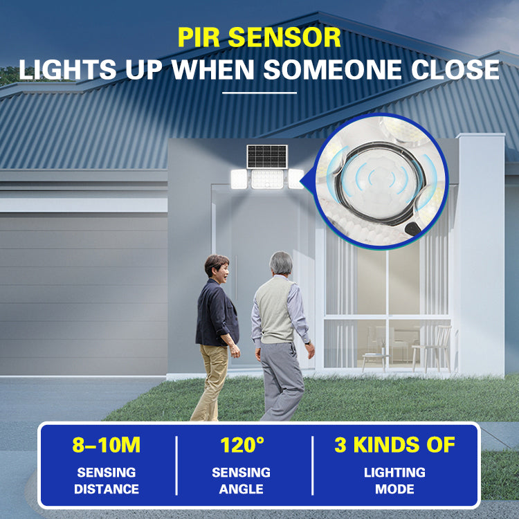 Sun Harbour | Solar Garden Wall Light | Waterproof 100W LED | Outdoor Solar Front Door Light | 3 Head Adjustable Flood Light | Sun Harbour Energy BD100